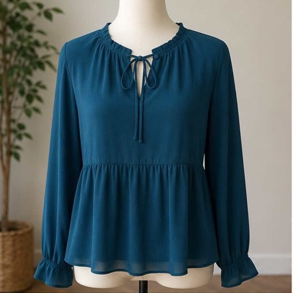 Teal Button Blouse